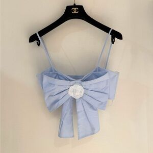 Authentic CHANEL Light Blue Camisole with Bow